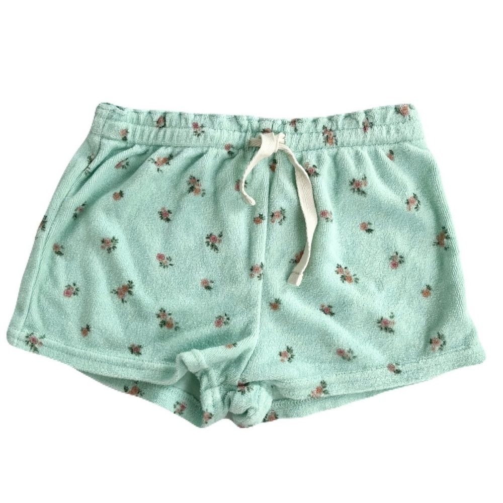 H&M Floral Mint Green Terry Cloth Shorts